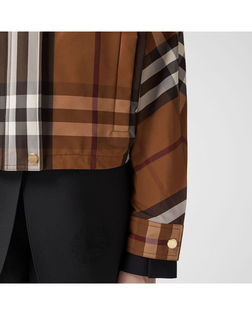 Burberry Brown Check Pattern Zip-Up Jacket