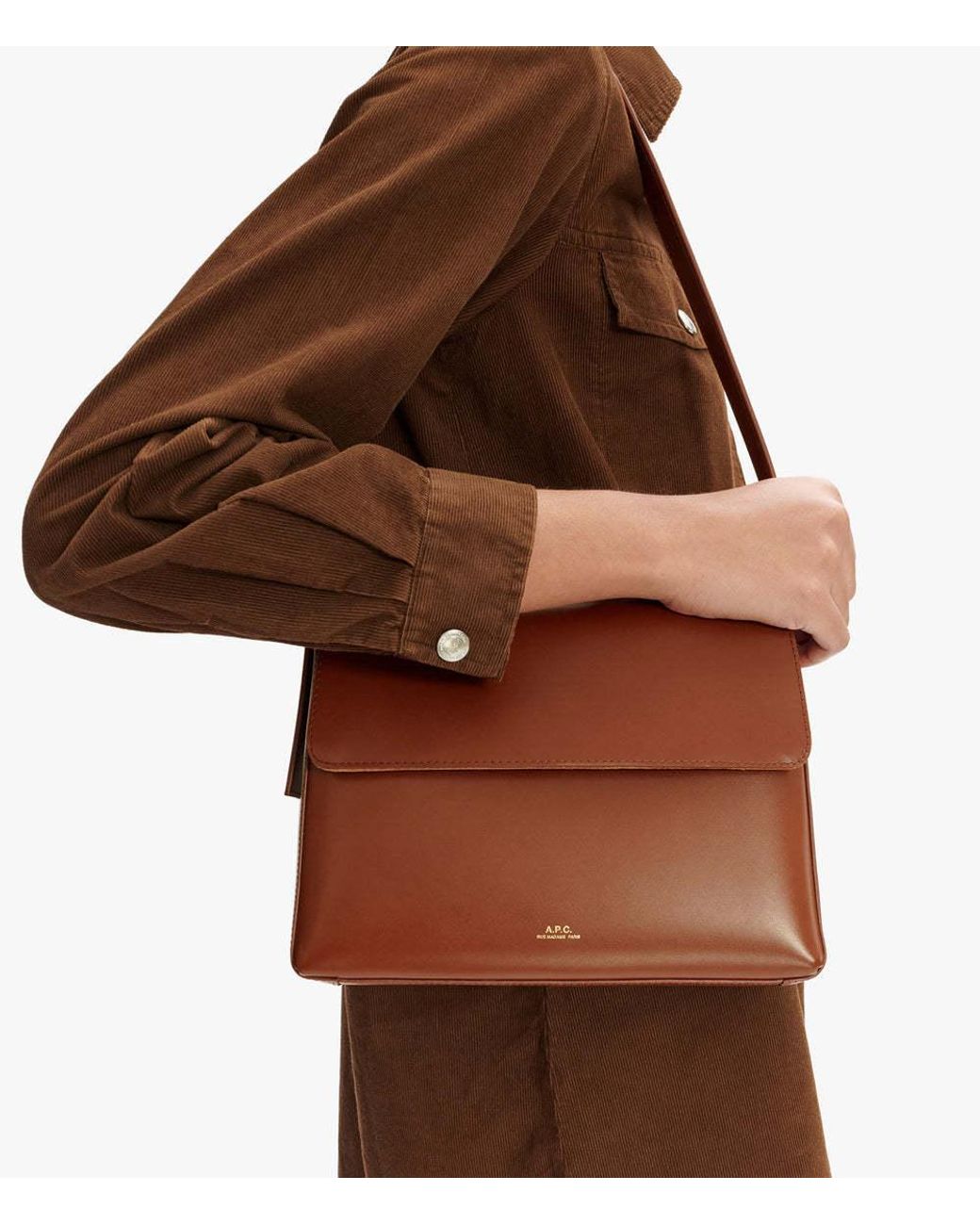 A.P.C. Brown Virginie Logo Printed Shoulder Bag