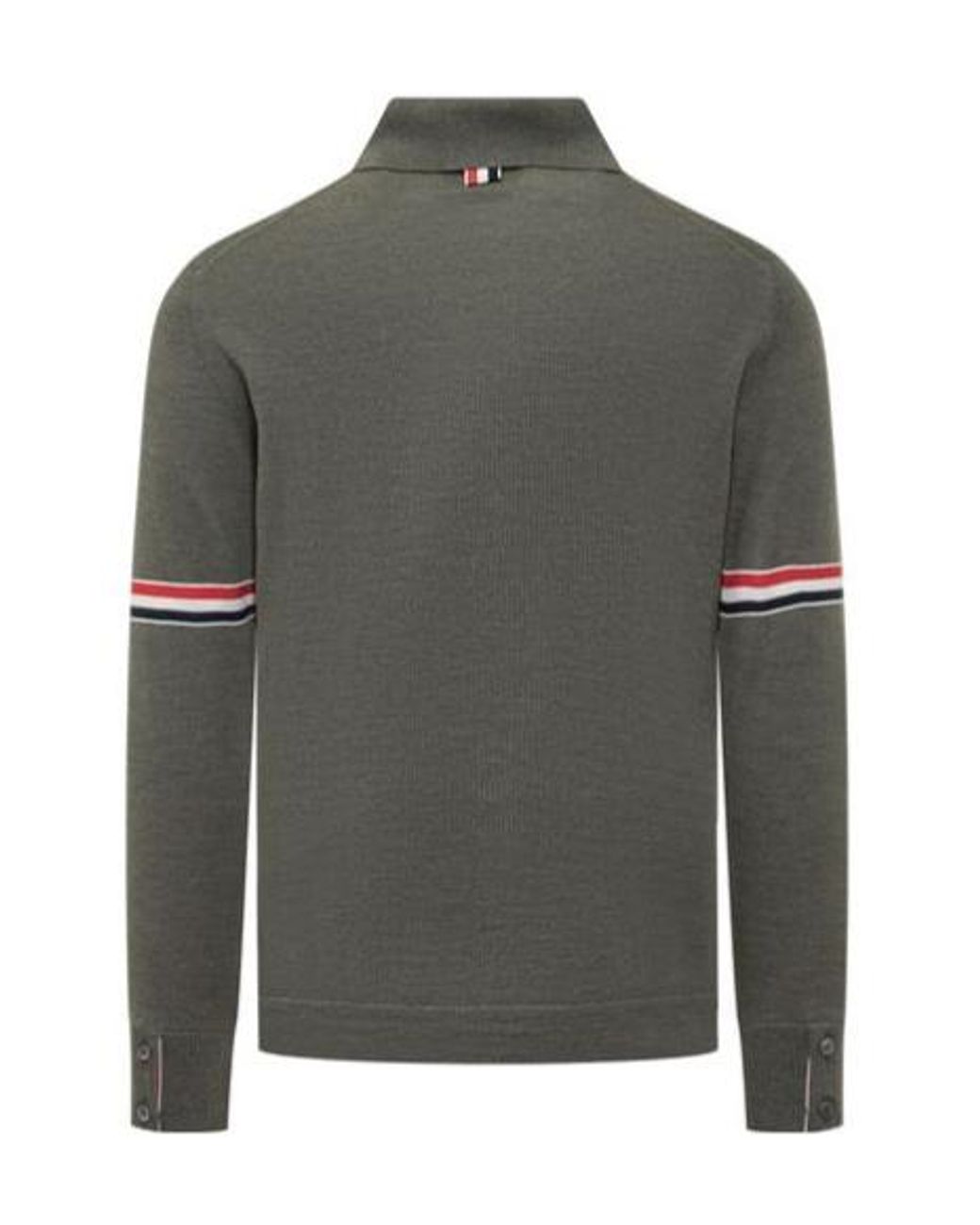 Thom Browne Gray Rwb Stripe Buttoned Cardigan for men