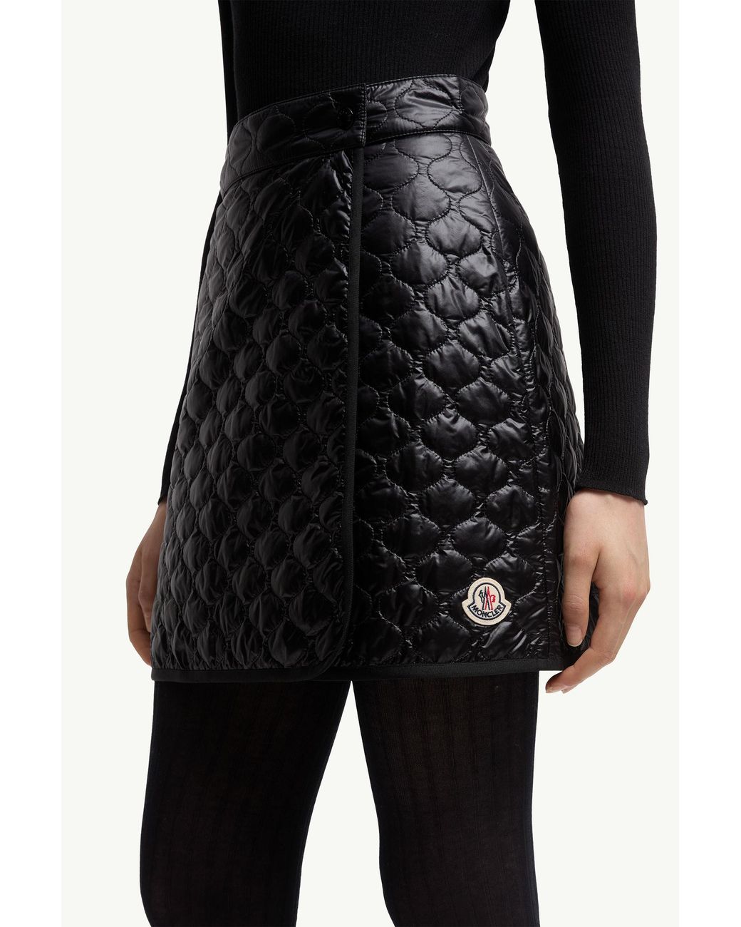 Moncler Black Logo Patch Quilted Skirt