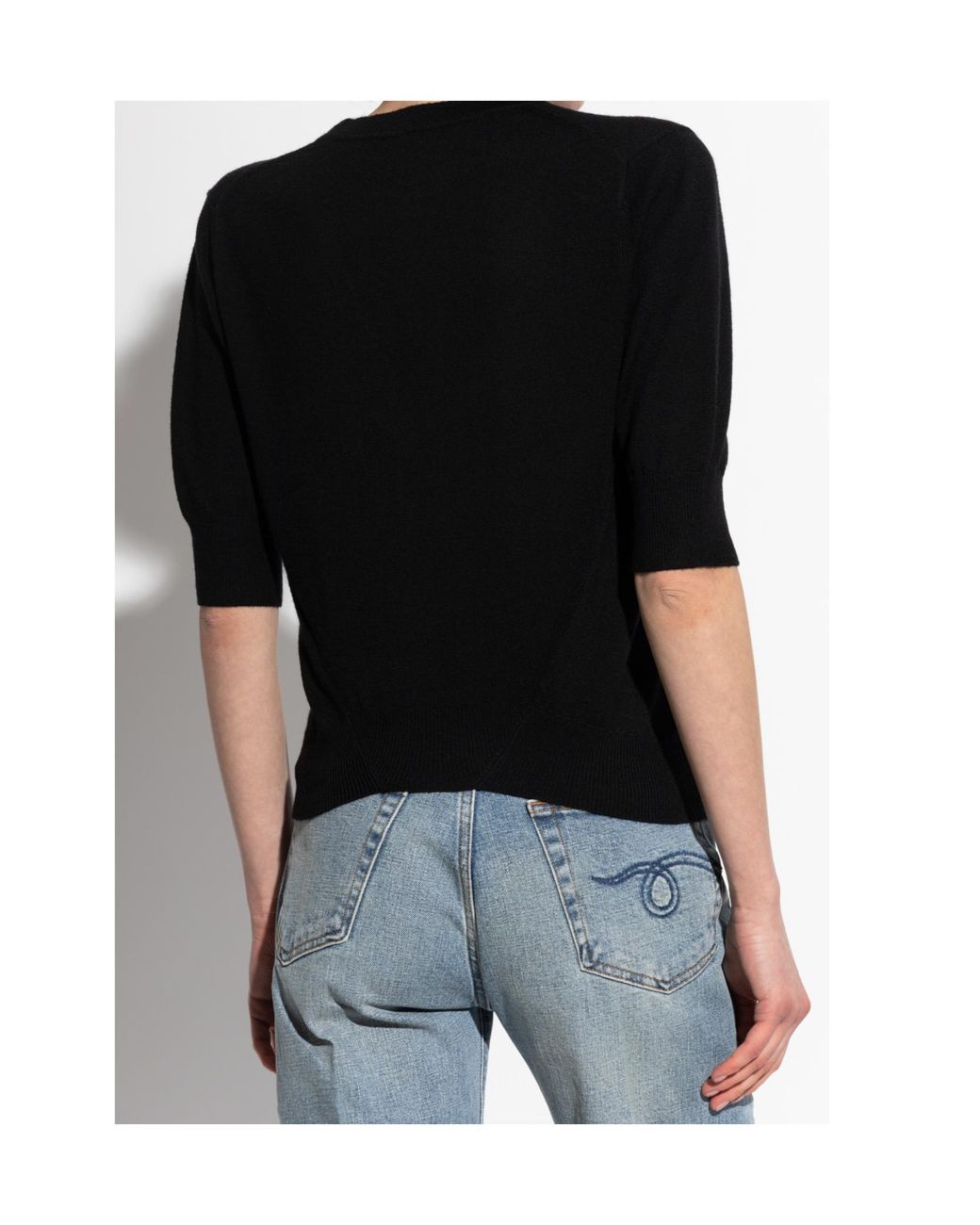 R13 Black Elbow V-Neck Cardigan