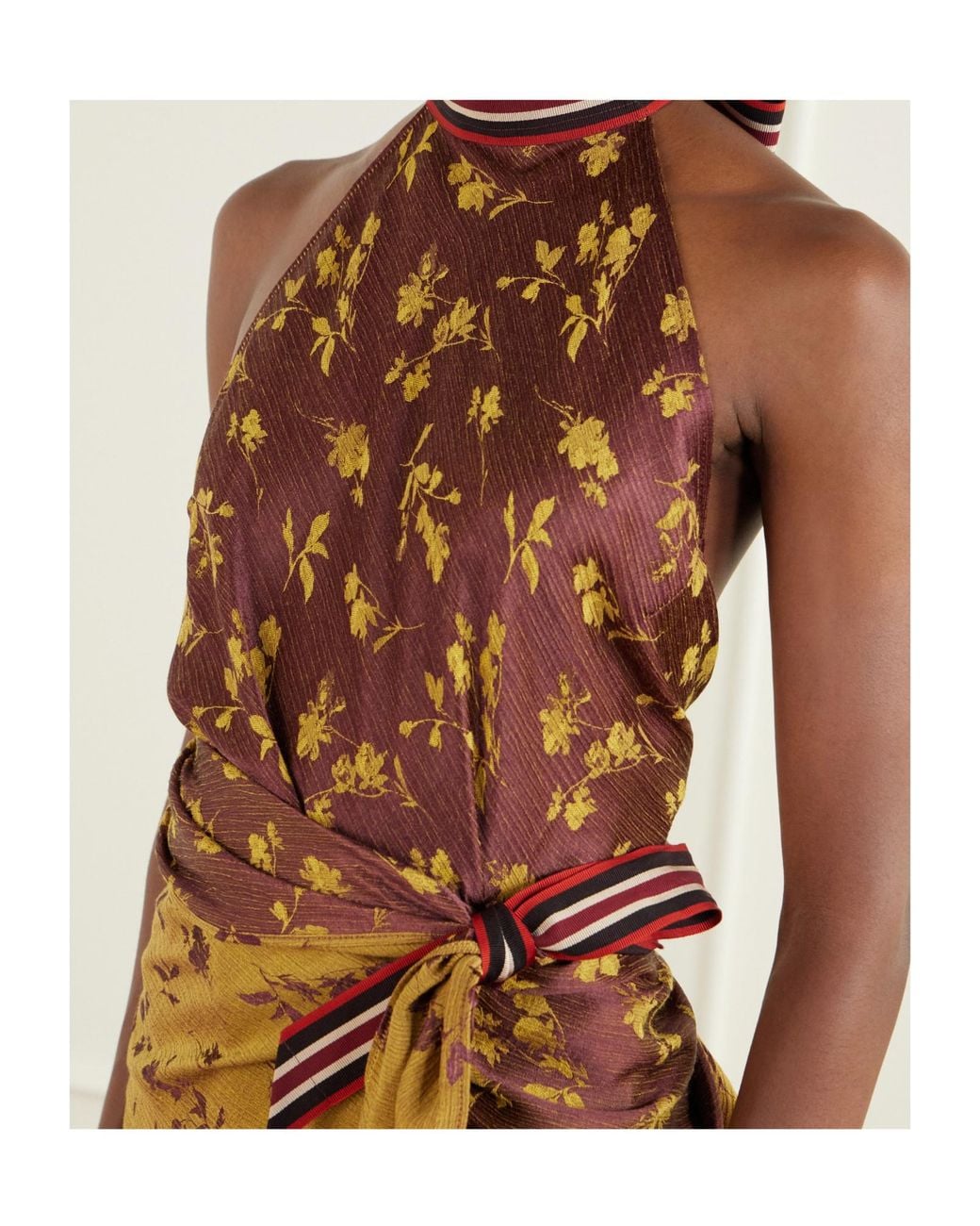 Dries Van Noten Brown Jacquard Wrap Top