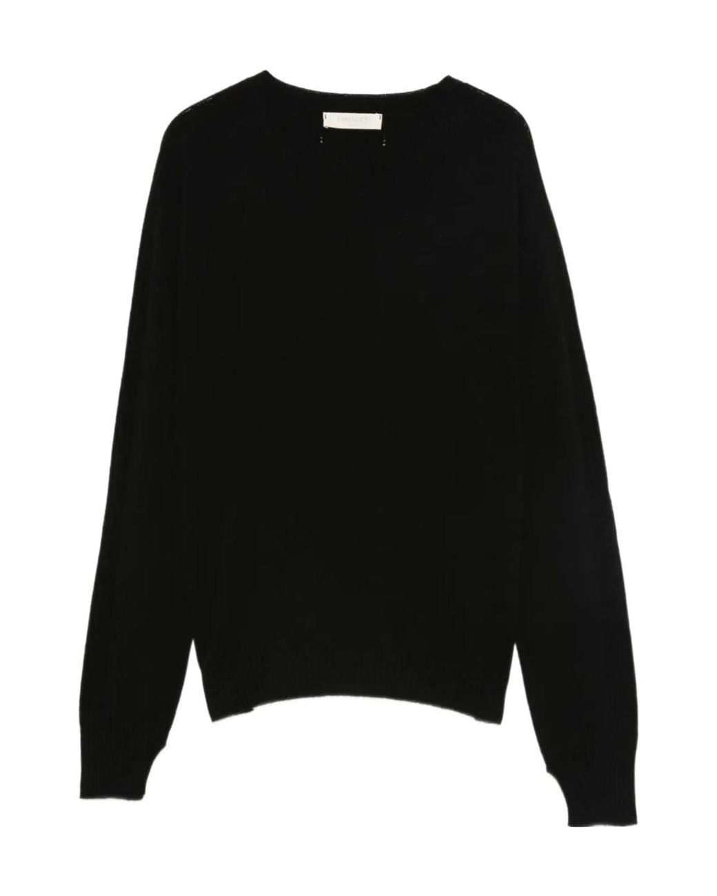 Twinset Black Round-Neck Cashmere-Wool Sweater