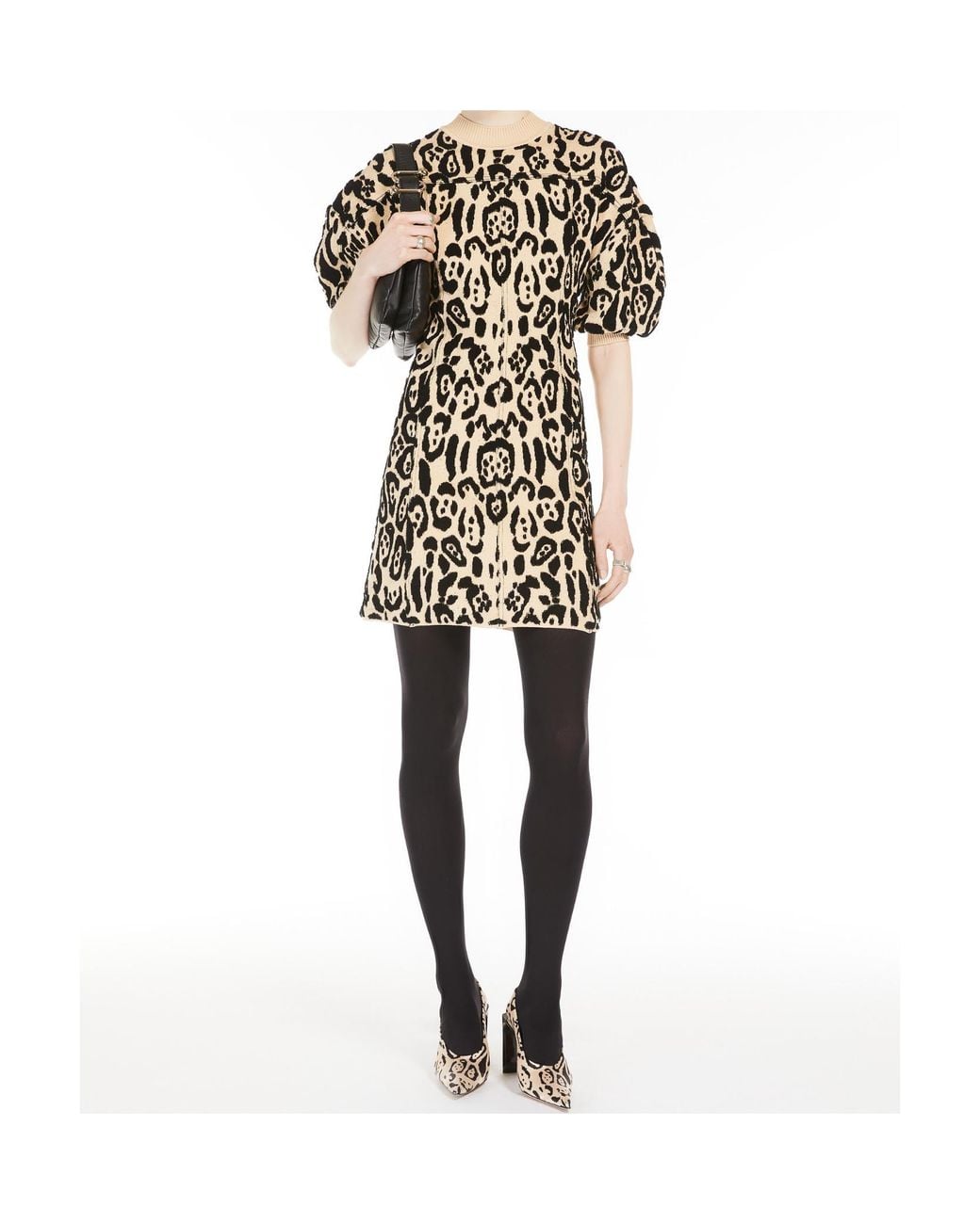 Sportmax Black Animal-Print Terry Dress