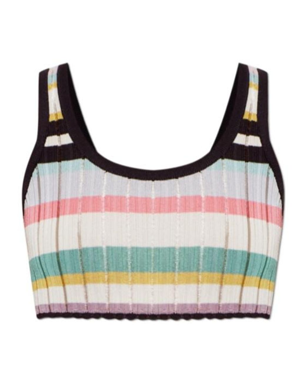 Alaïa Gray Alaïa Ribbed Striped Knitted Top
