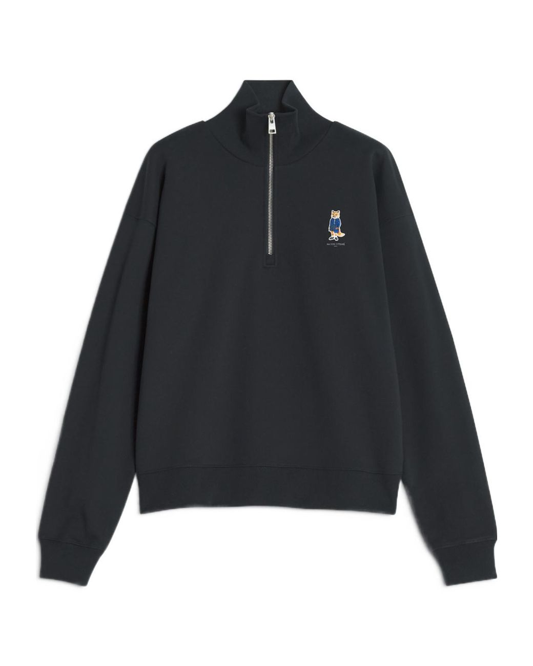 Maison Kitsuné Black Maison Kitsuné Dressed Fox Half Zip Sweatshirt