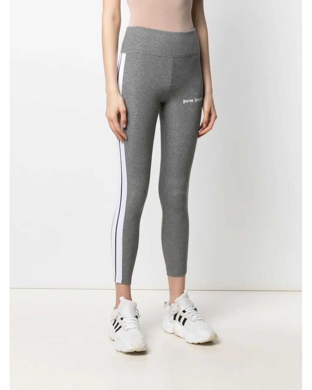 Palm Angels Gray Side Striped Sport Leggings