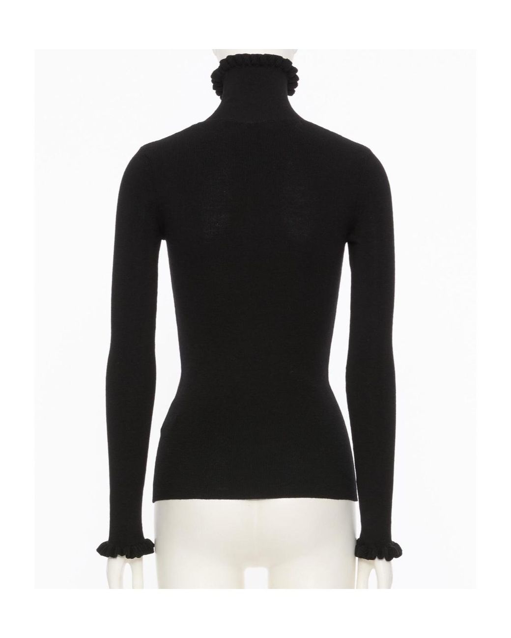 Valentino Black Logo Embroidered High Neck Jumper
