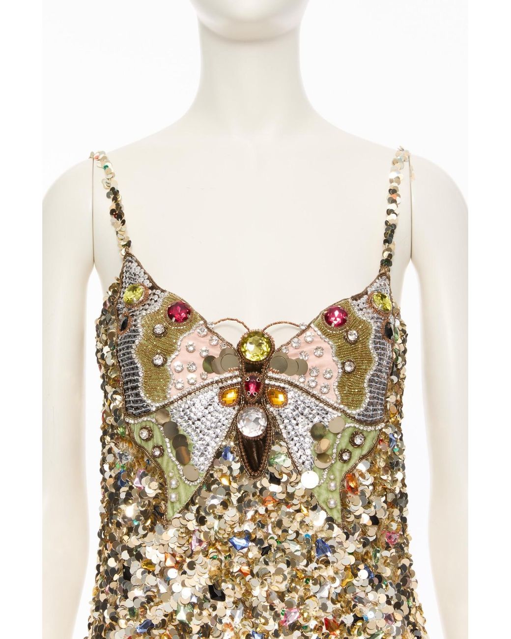 Valentino Metallic Embroidered Tulle Illusione Midi Dress