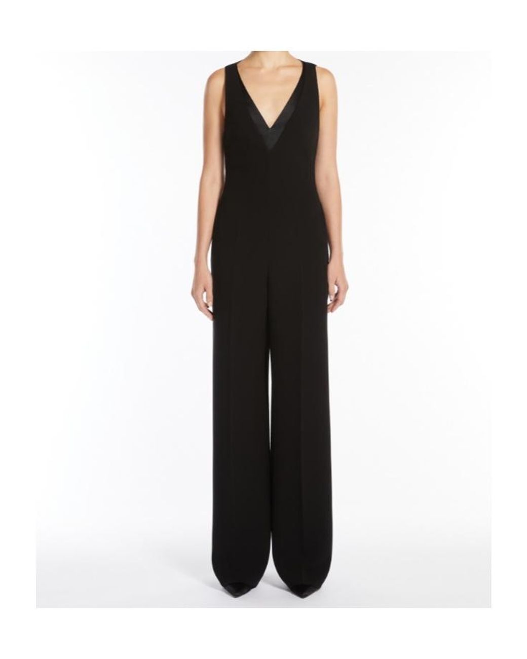 Max Mara Black Armonia V-Neck Sleeveless Jumpsuit