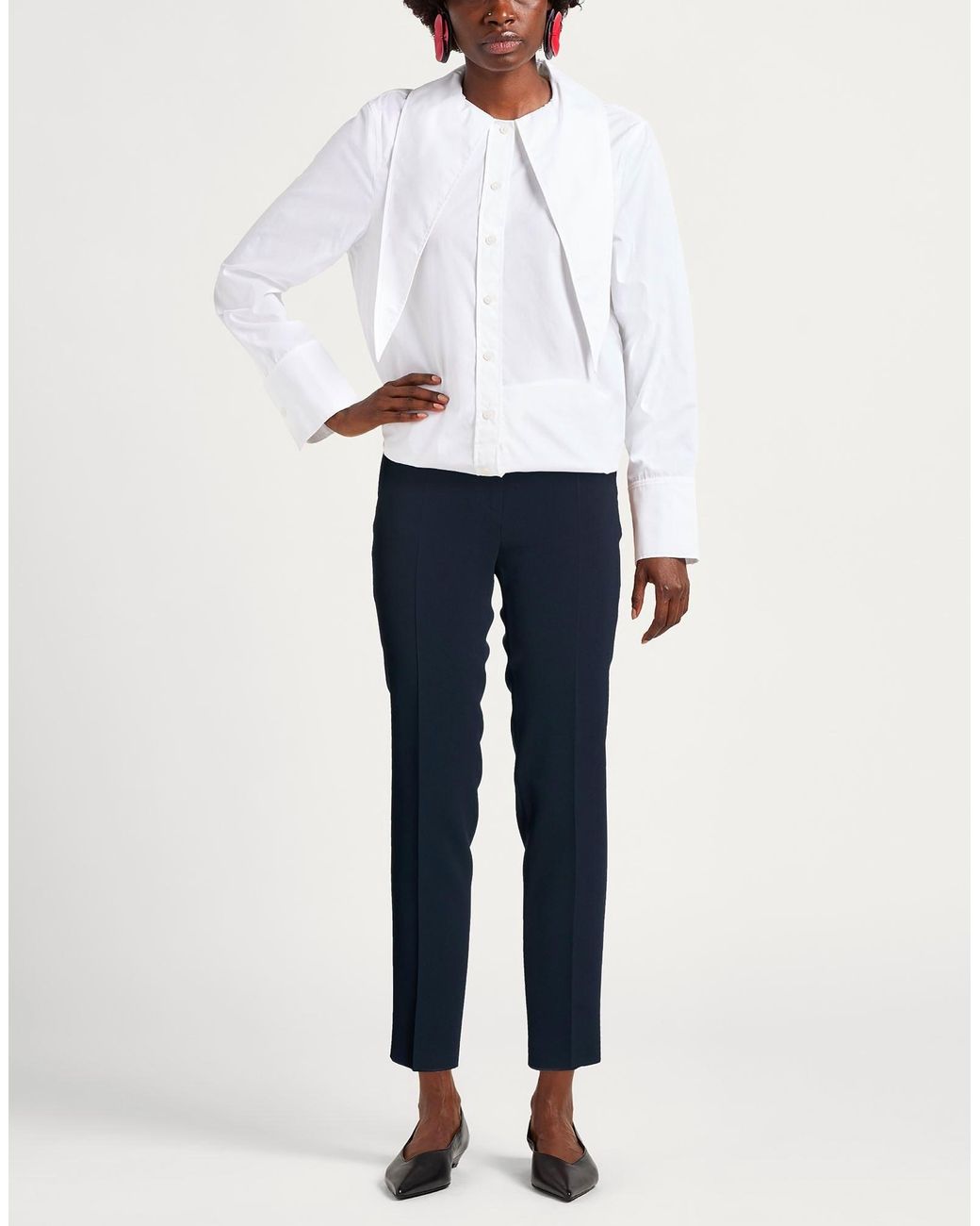 Max Mara Blue Solid-Color Straight-Leg Trousers