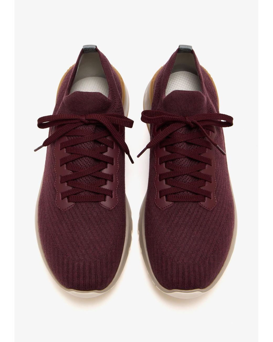 Brunello Cucinelli Brown Knitted Lace-Up Sneakers for men