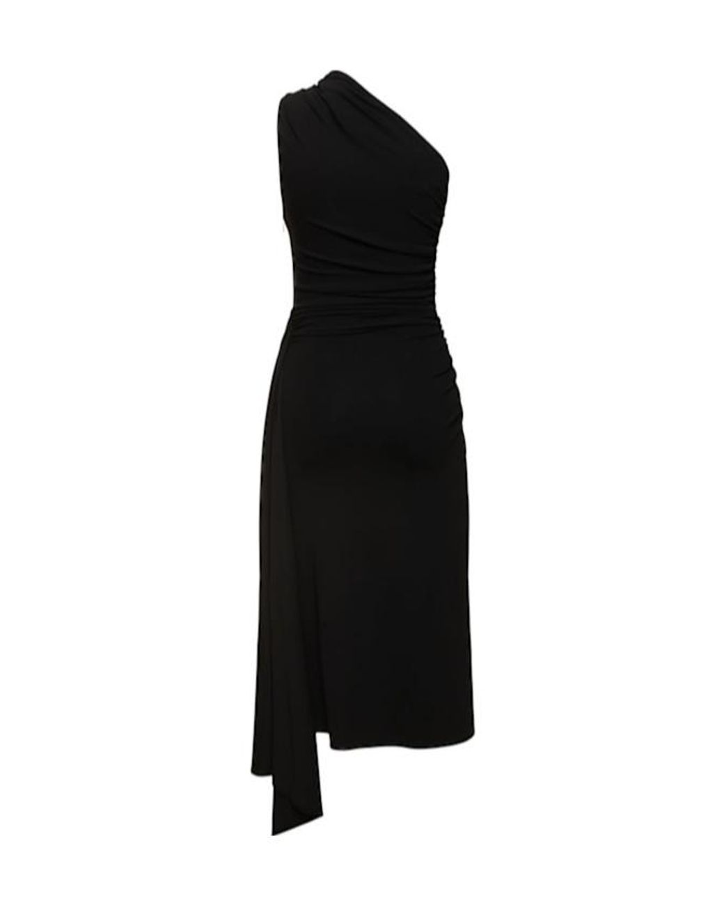 Michael Kors Black Ruched Jersey One-shoulder Dress