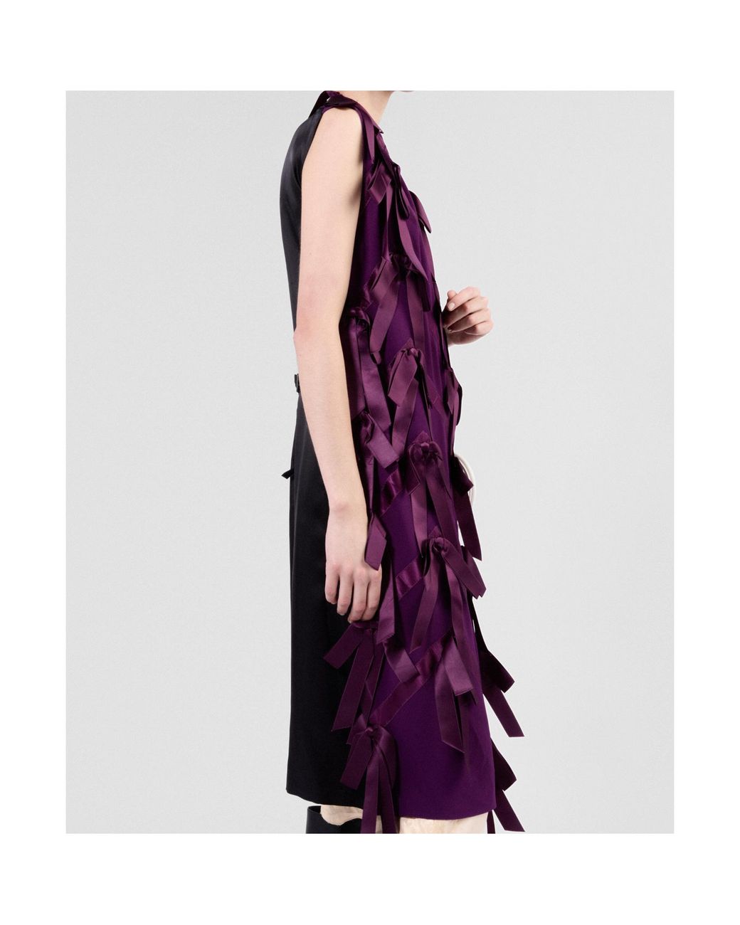 Prada Purple Bow Embellished Crewneck Dress