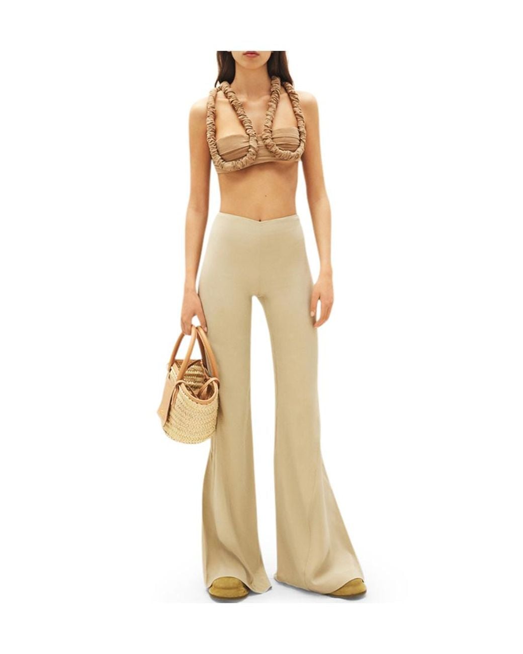 Jacquemus Natural Soffio Mid-Rise Flared Pants