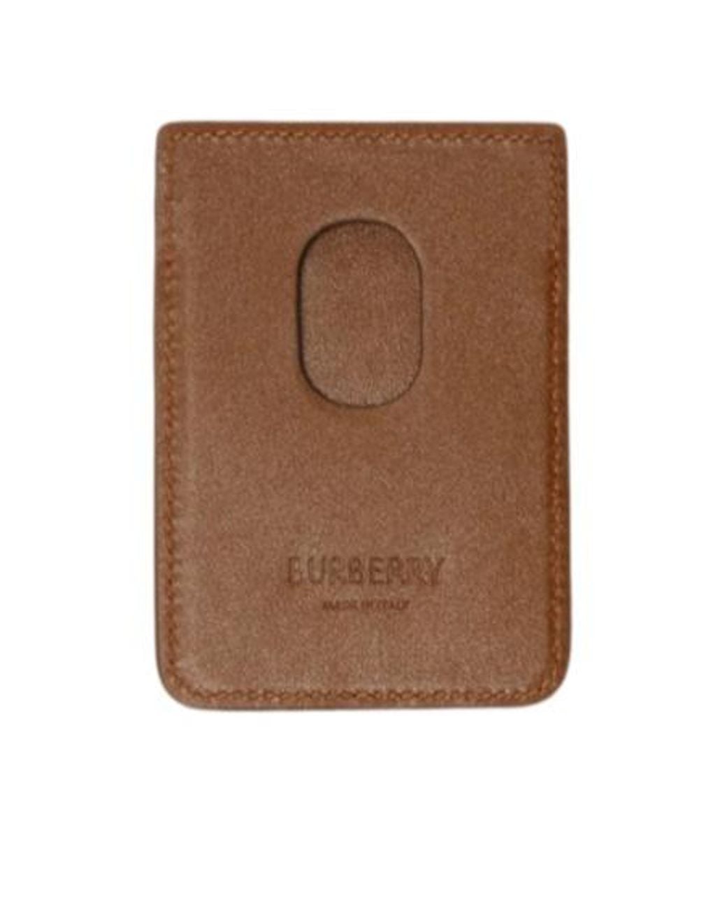 Burberry Brown Pop Check Magnetic Card Case for men