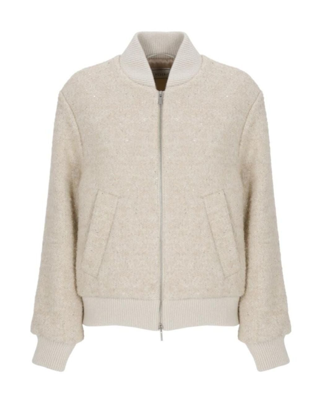 Peserico Natural Sequined Zip-Up Jacket