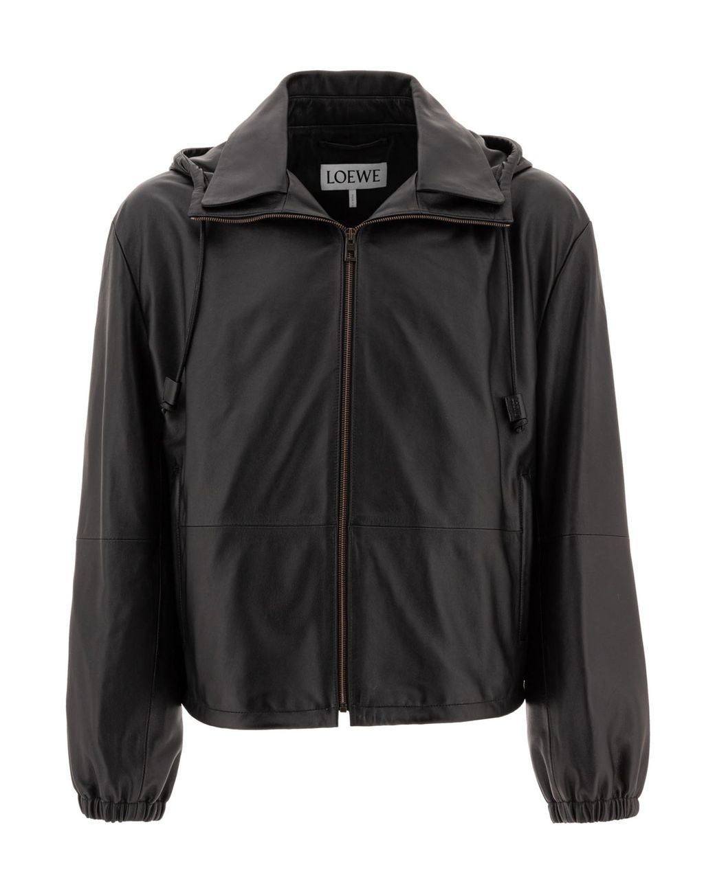 Loewe Black Long-Sleeved Leather Jacket for men