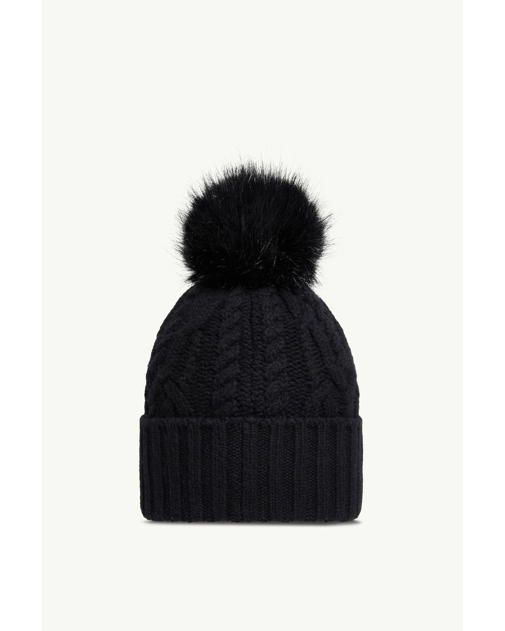Moncler Black Cable-Knit Pom-Pom Hat