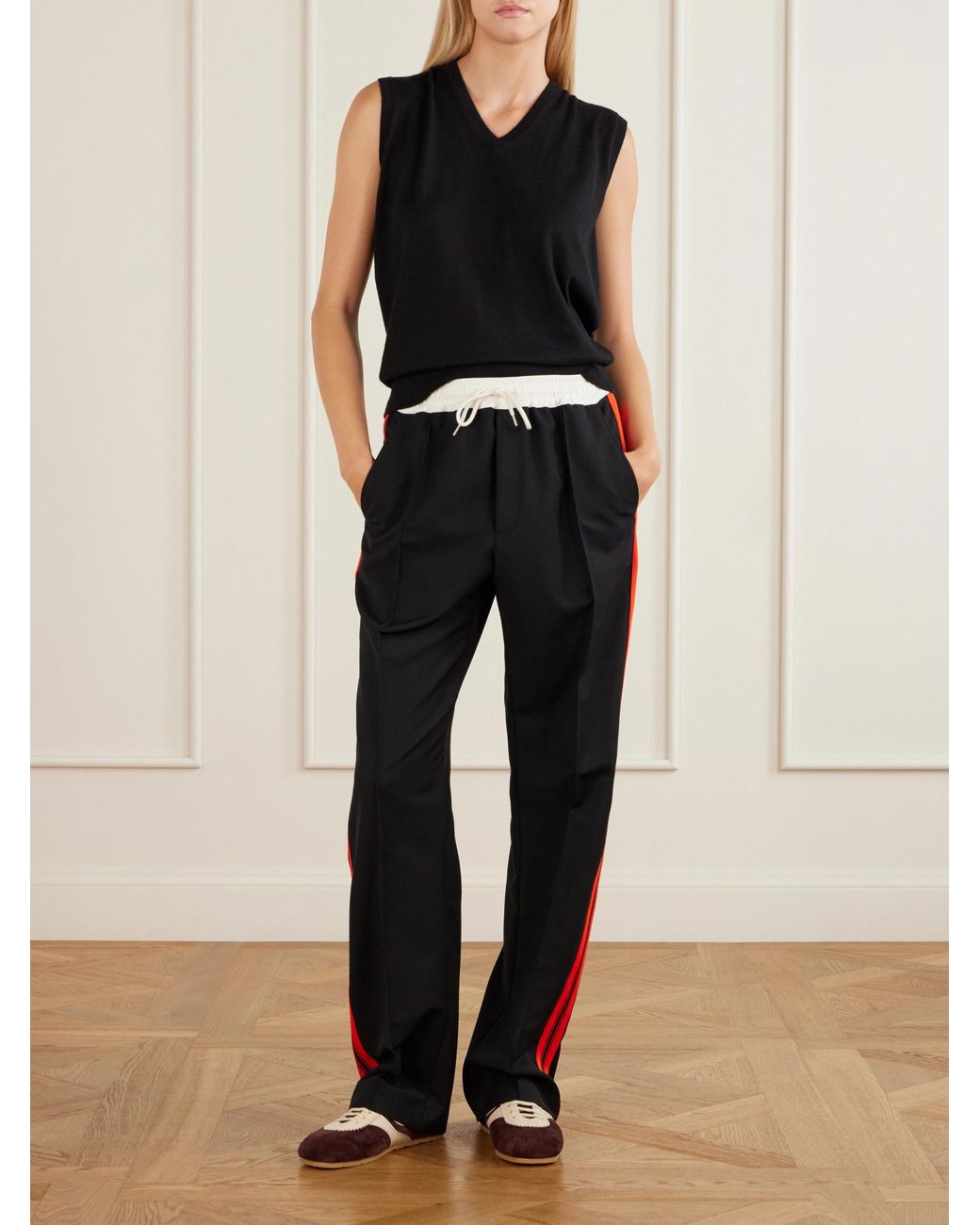 Wales Bonner Black Loose Striped Trousers