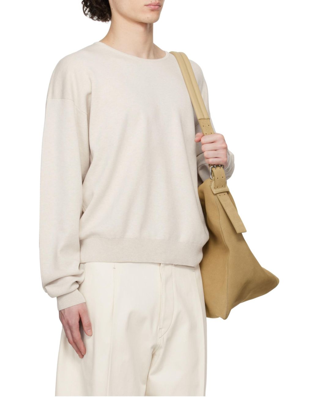 Lemaire White Long Sleeved Crewneck Jumper for men