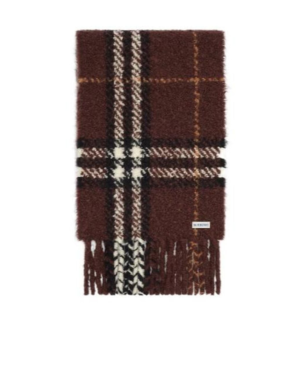 Burberry Brown Checked Fringed Edge Scarf