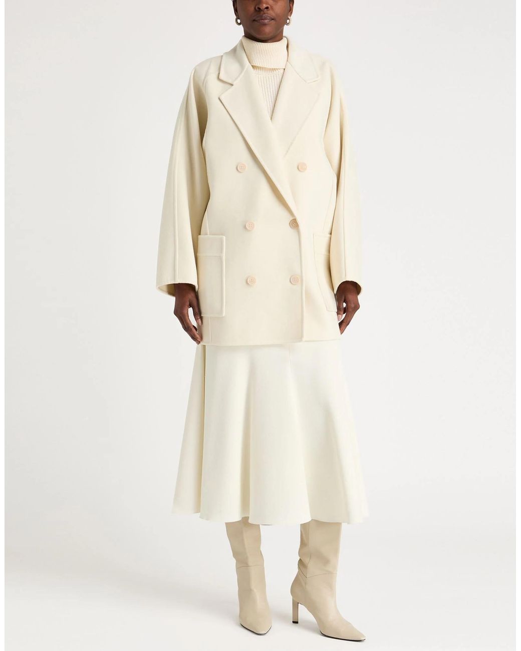 Max Mara Natural Solid Color Wool Coat
