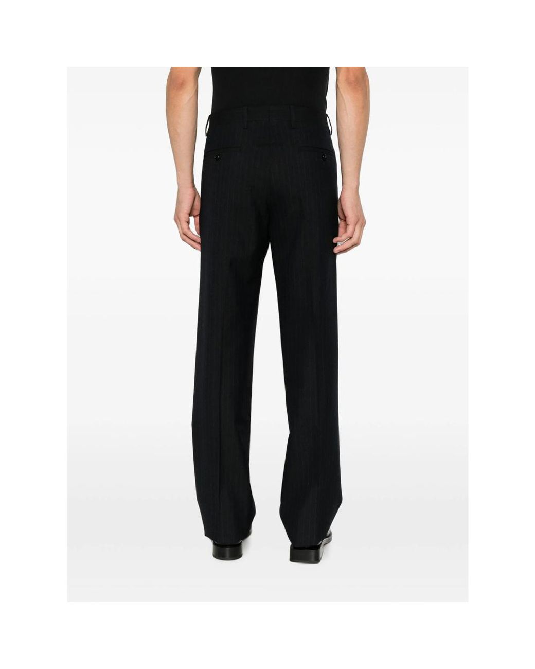 Lardini Black Pleated Wide-Leg Pants for men