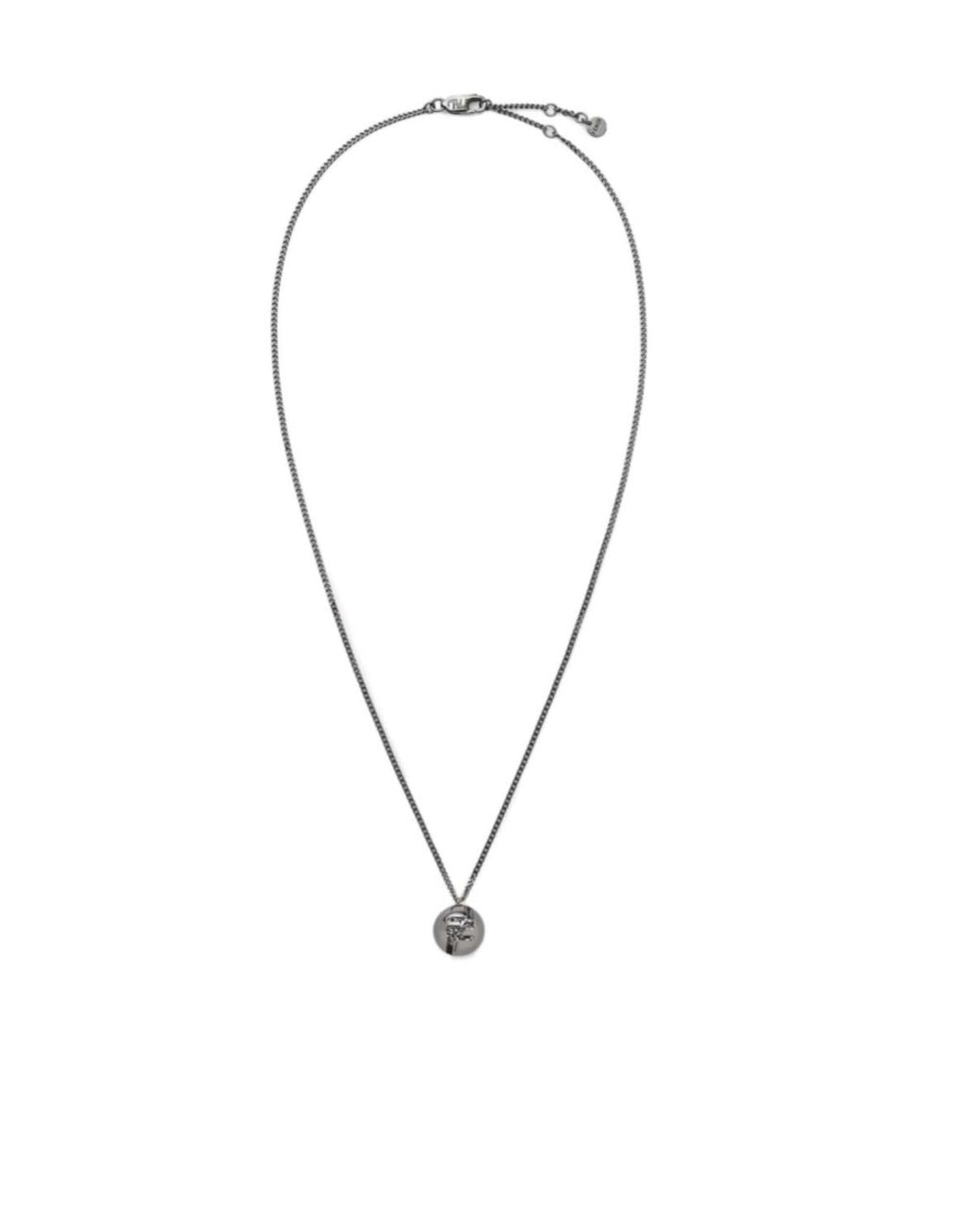 Fendi Metallic Ruthenium-Colored Necklace for men