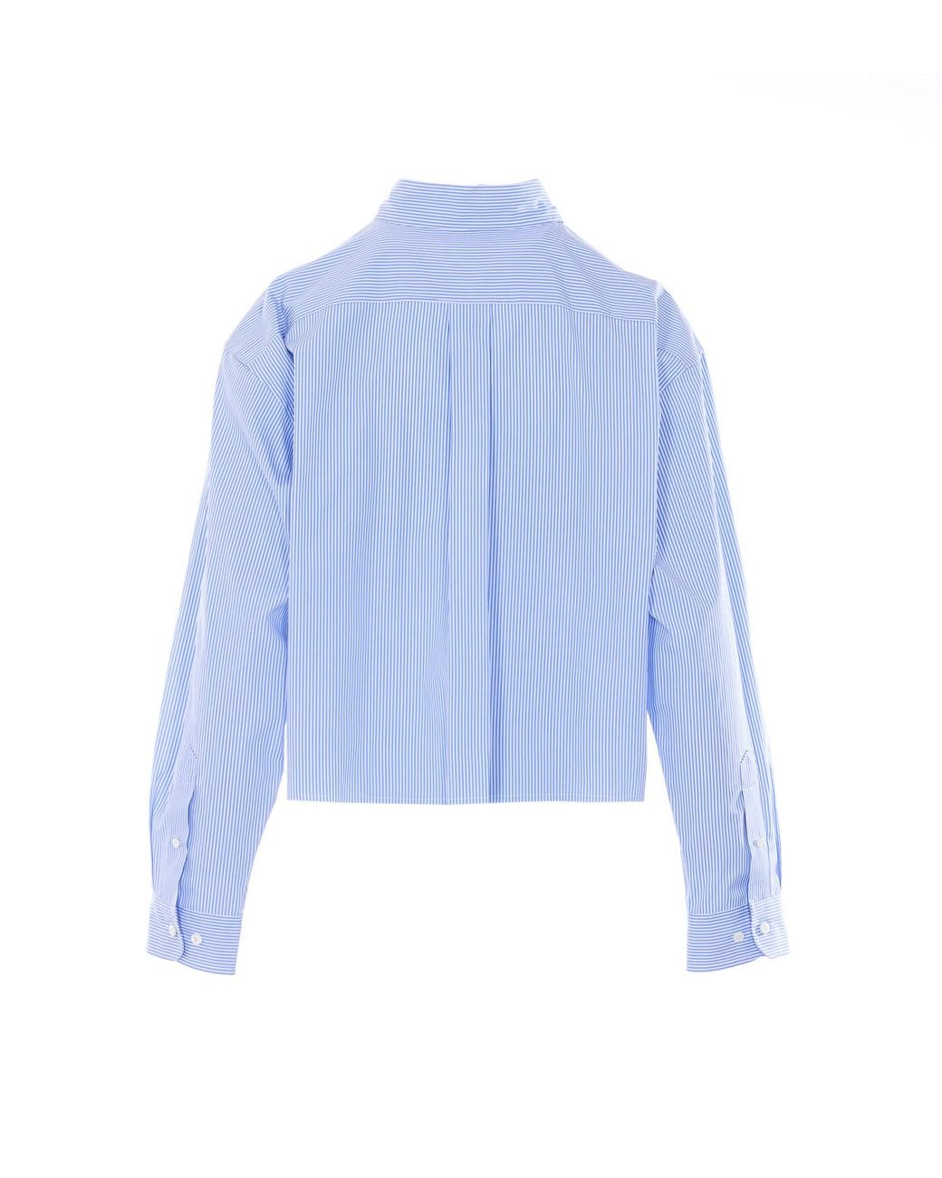 Miu Miu Blue Logo-Embroidered Striped Shirt