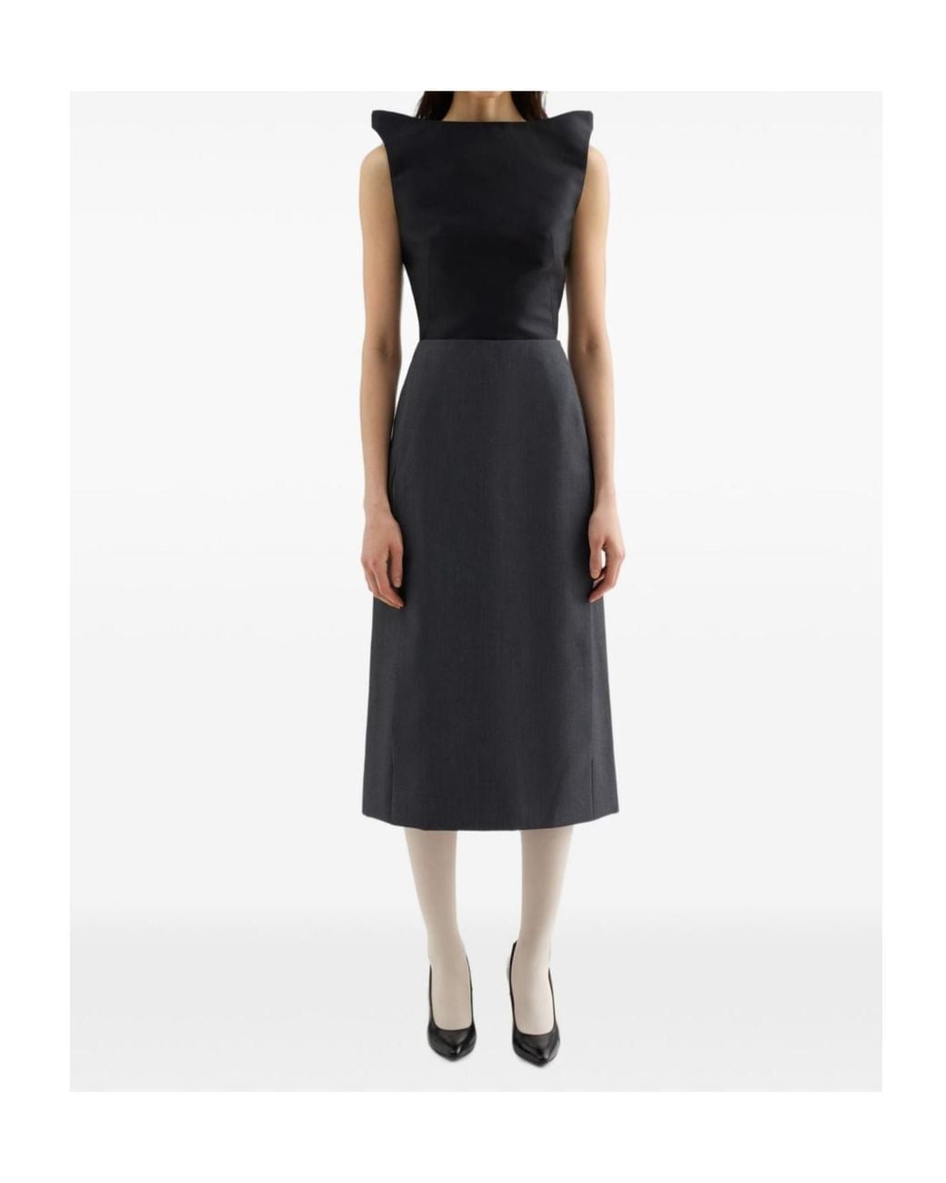 Jil Sander Gray Front Slit Maxi Skirt