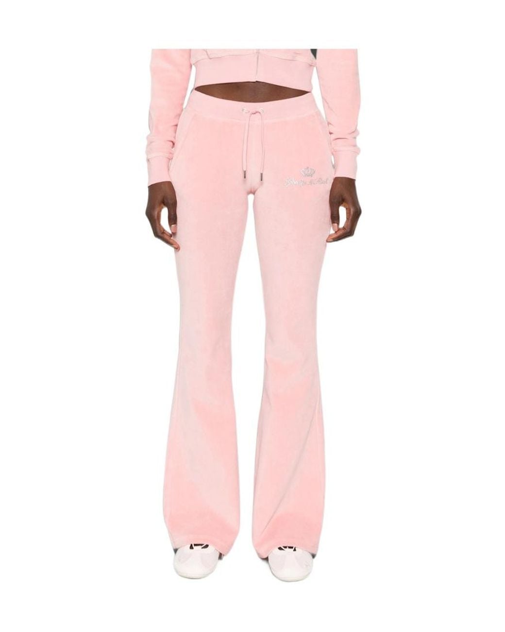 Sporty & Rich Pink X Juicy Couture Logo-Embellished Velour Track Pants