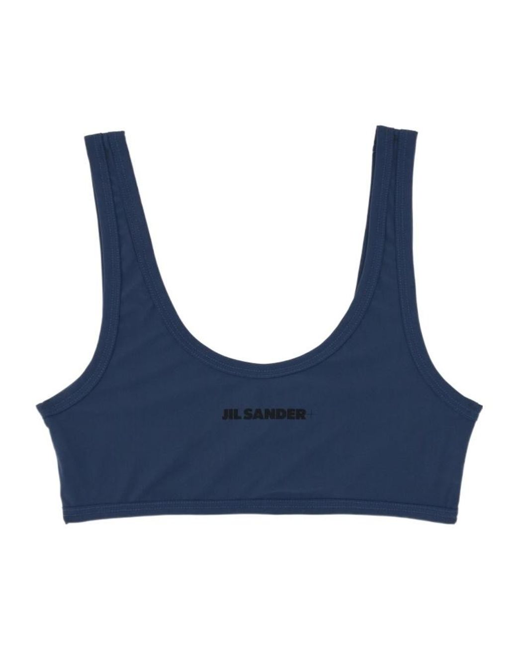 Jil Sander Blue Logo-Printed Scoop Neck Bikini Top