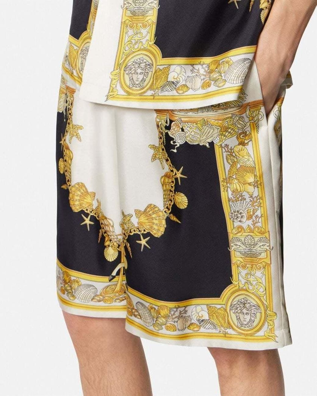 Versace Multicolor Coral Theatre Printed Elastic-Waist Shorts for men