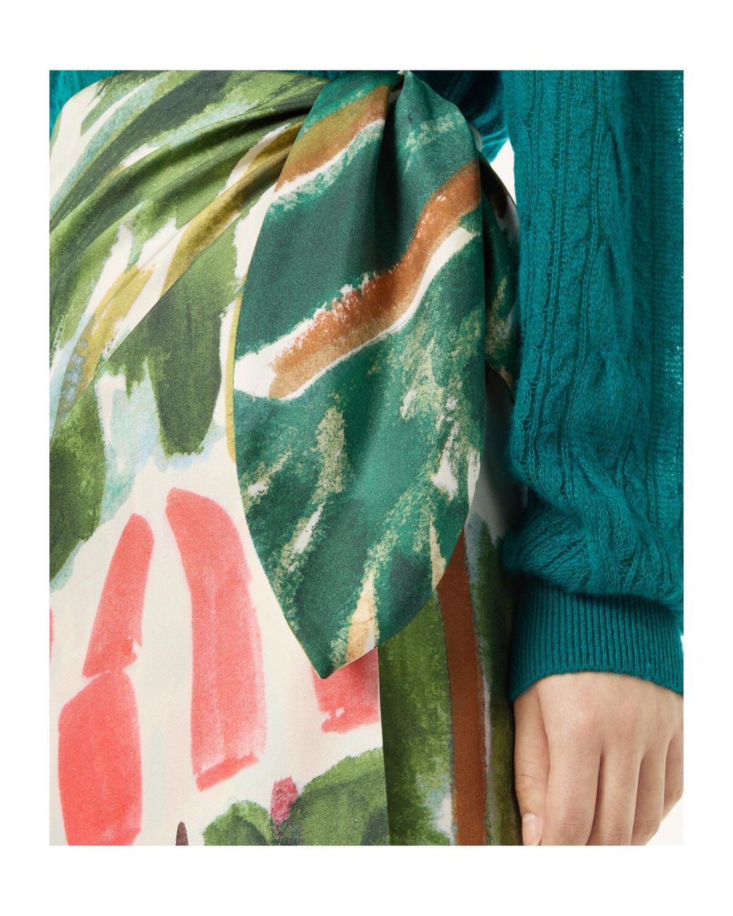 Loro Piana Green Corina Printed Midi Skirt