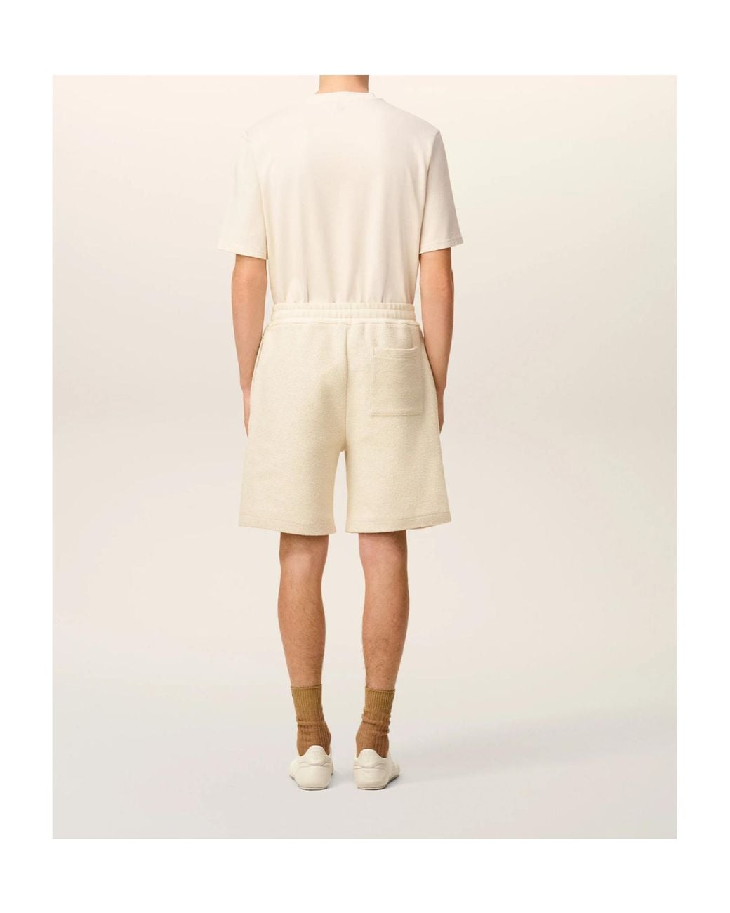 AMI Natural Curly Logo Detailed Bermuda Shorts for men