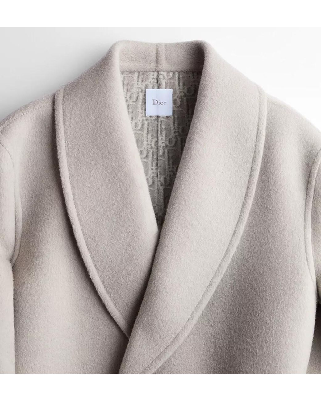 Dior Gray Belted Shawl-Collar Coat
