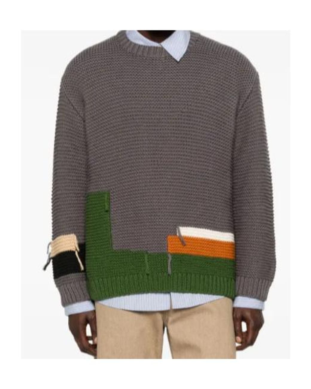 YMC Gray Patchwork Sweater for men