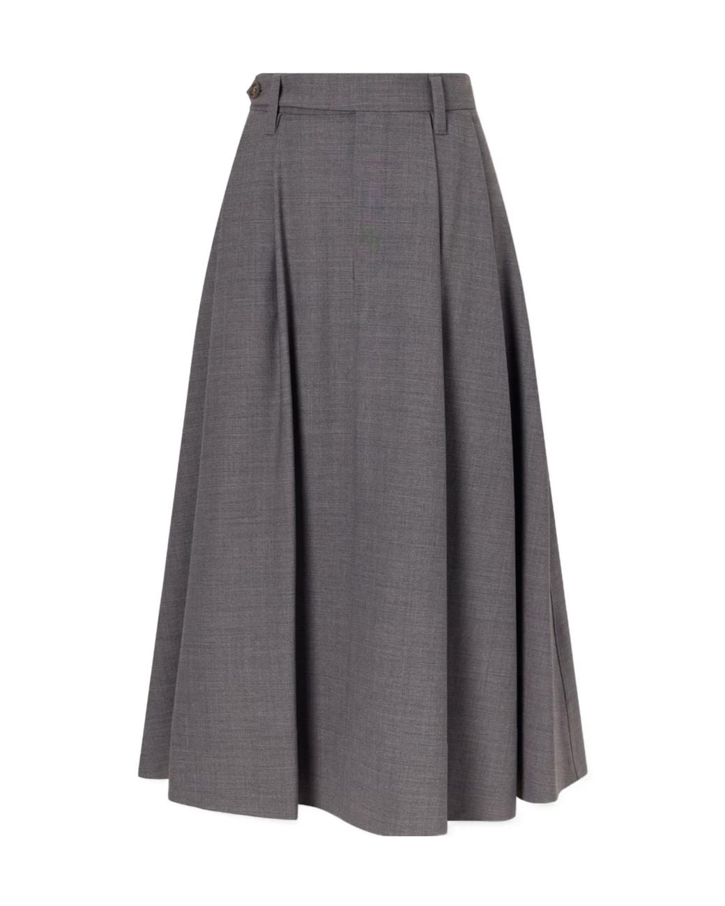 Brunello Cucinelli Gray Pleated Skirt