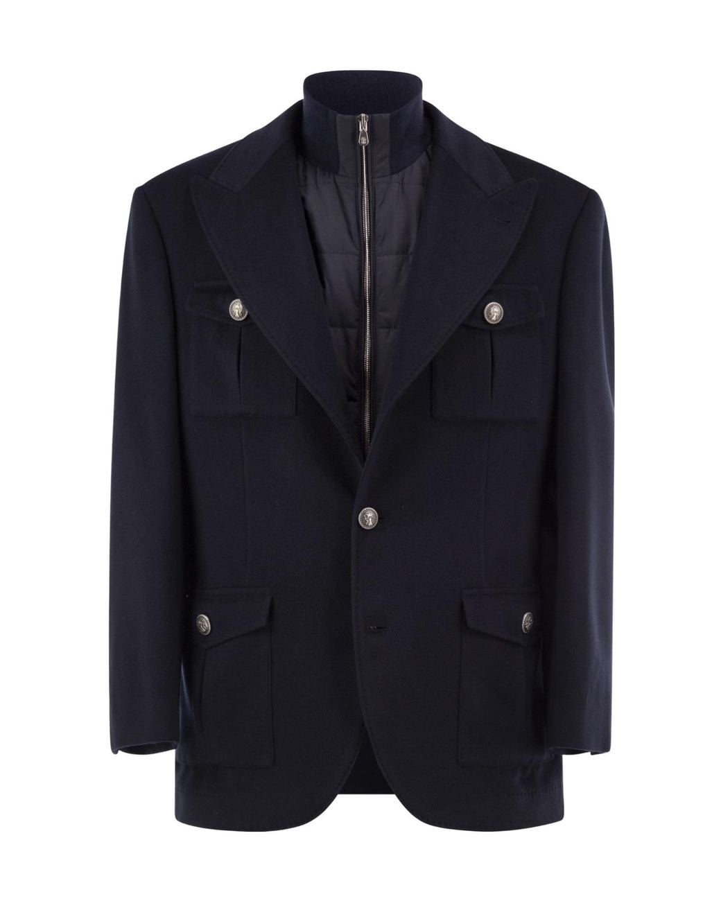 Brunello Cucinelli Blue Long-Sleeve Casual Jacket for men
