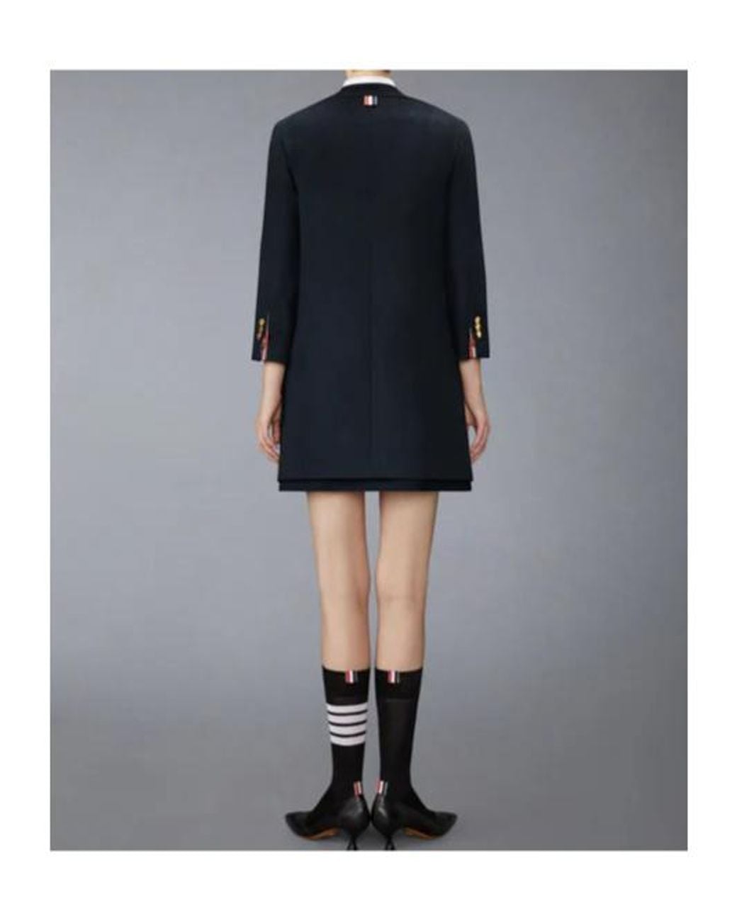 Thom Browne Blue Zibeline Cardigan Coat