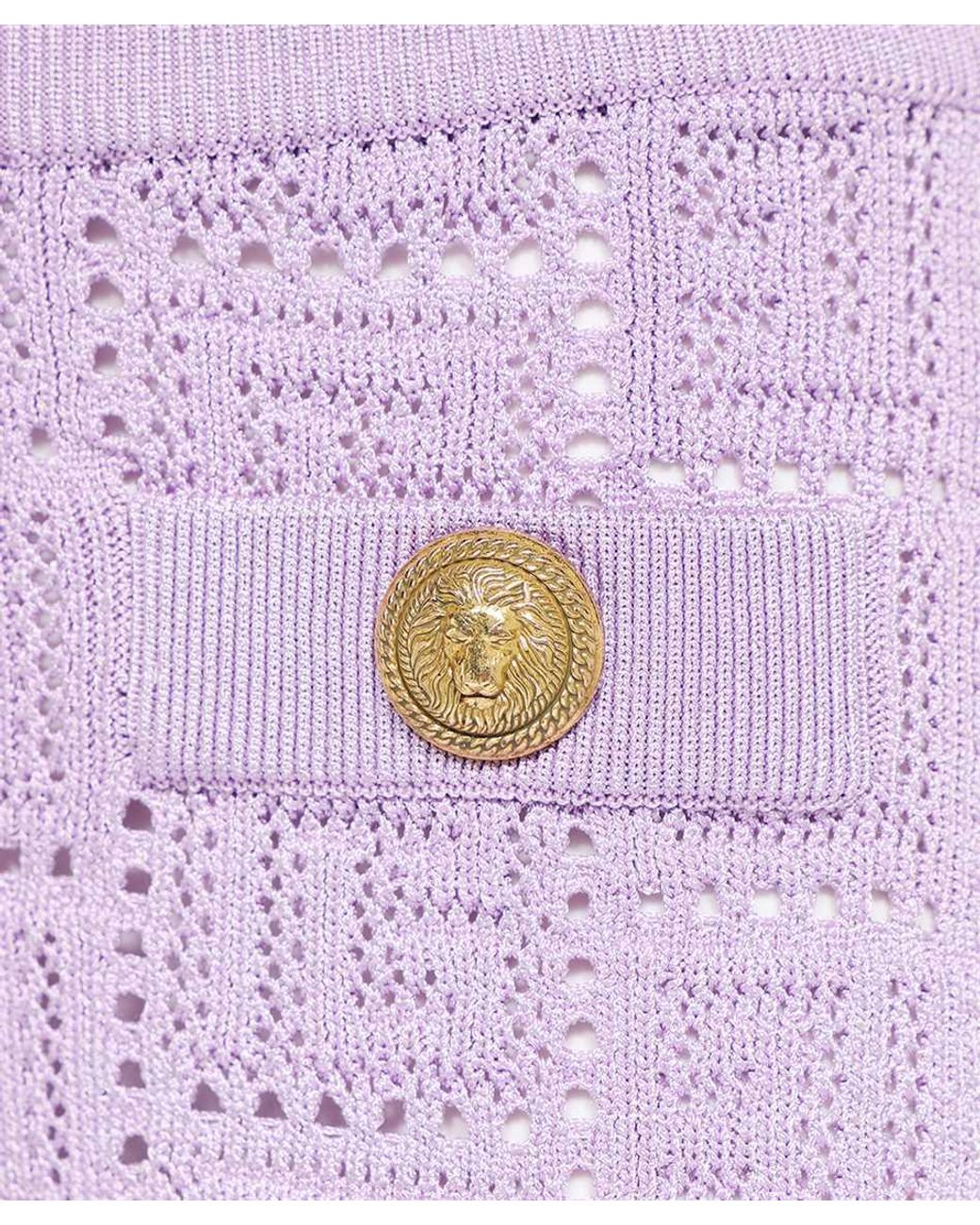Balmain Purple Monogram Mesh Knitted Shorts