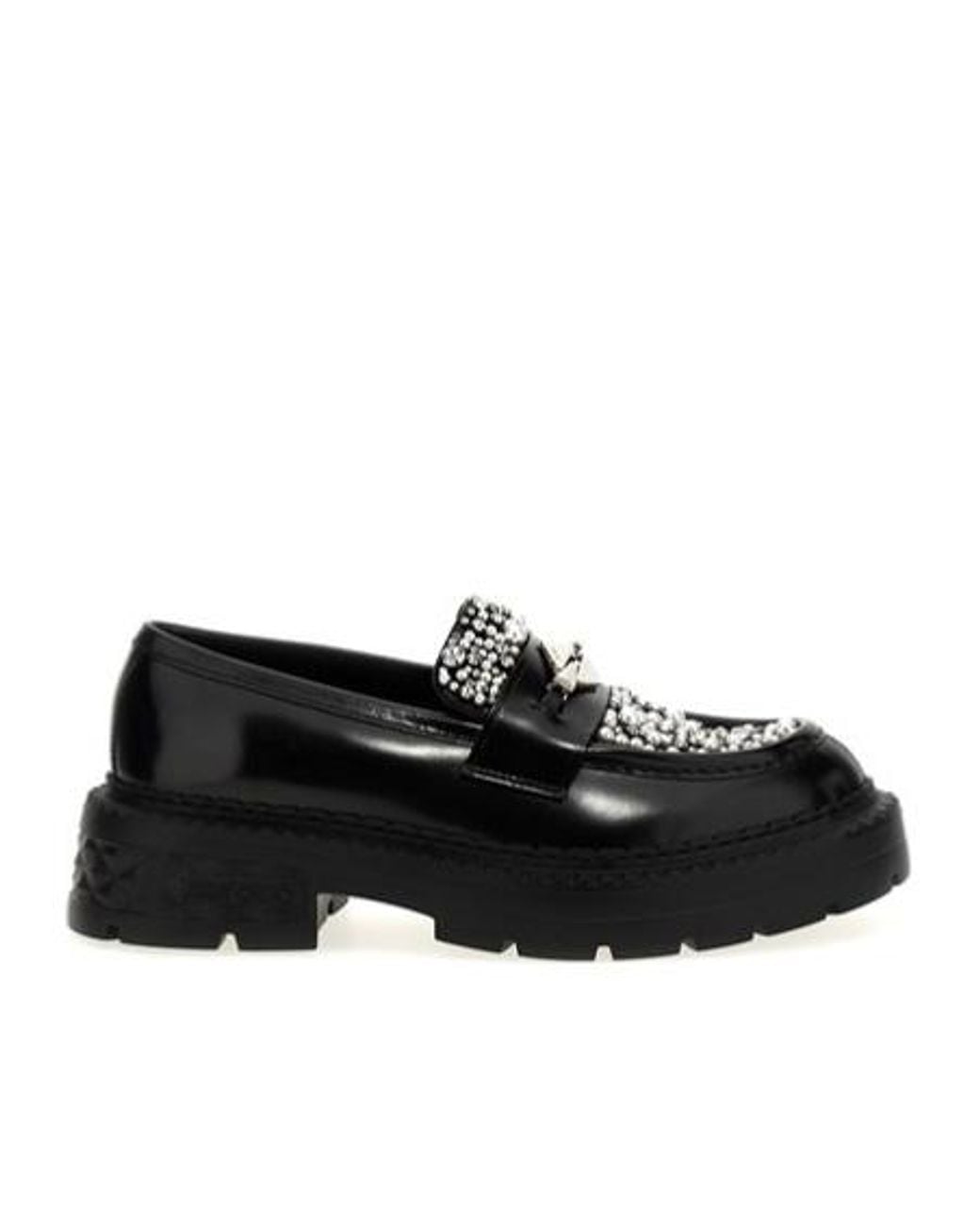 Jimmy Choo Black Marlow Embellished Loafers