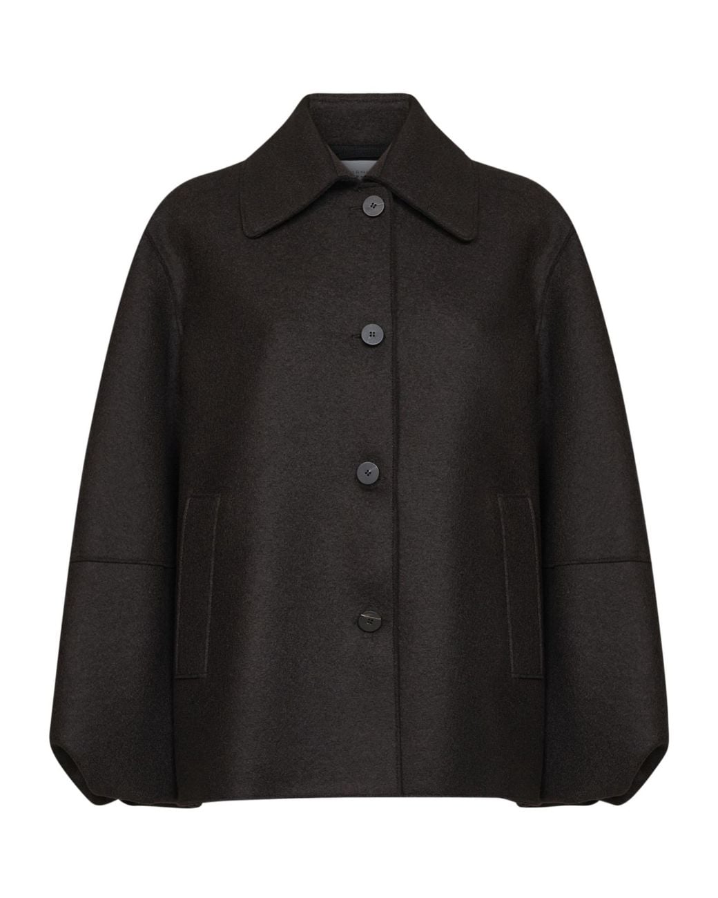 Harris Wharf London Black Boxy Buttoned Coat