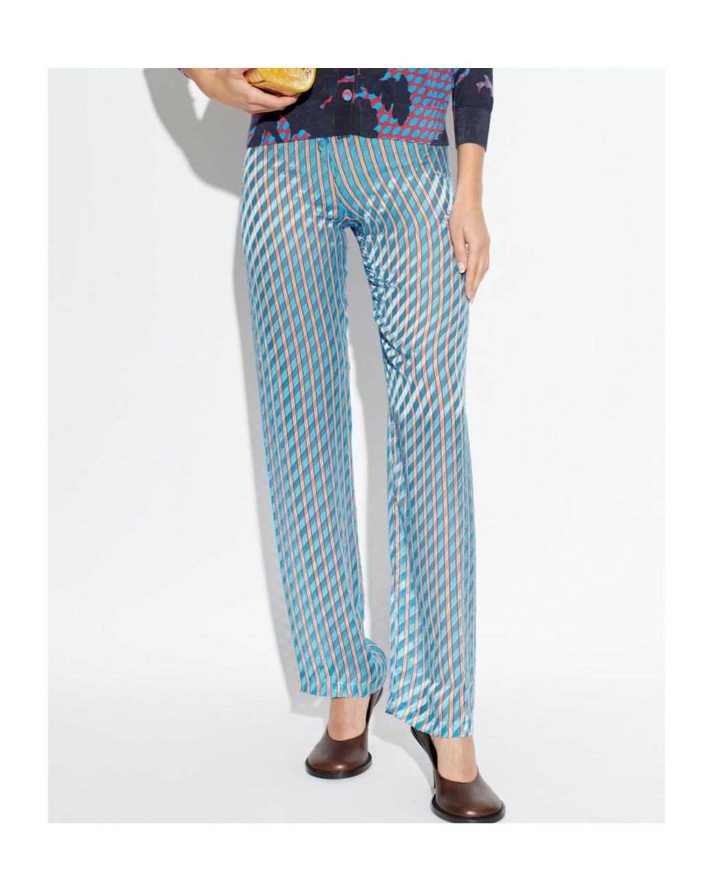Dries Van Noten Blue Striped Drawstring Pants