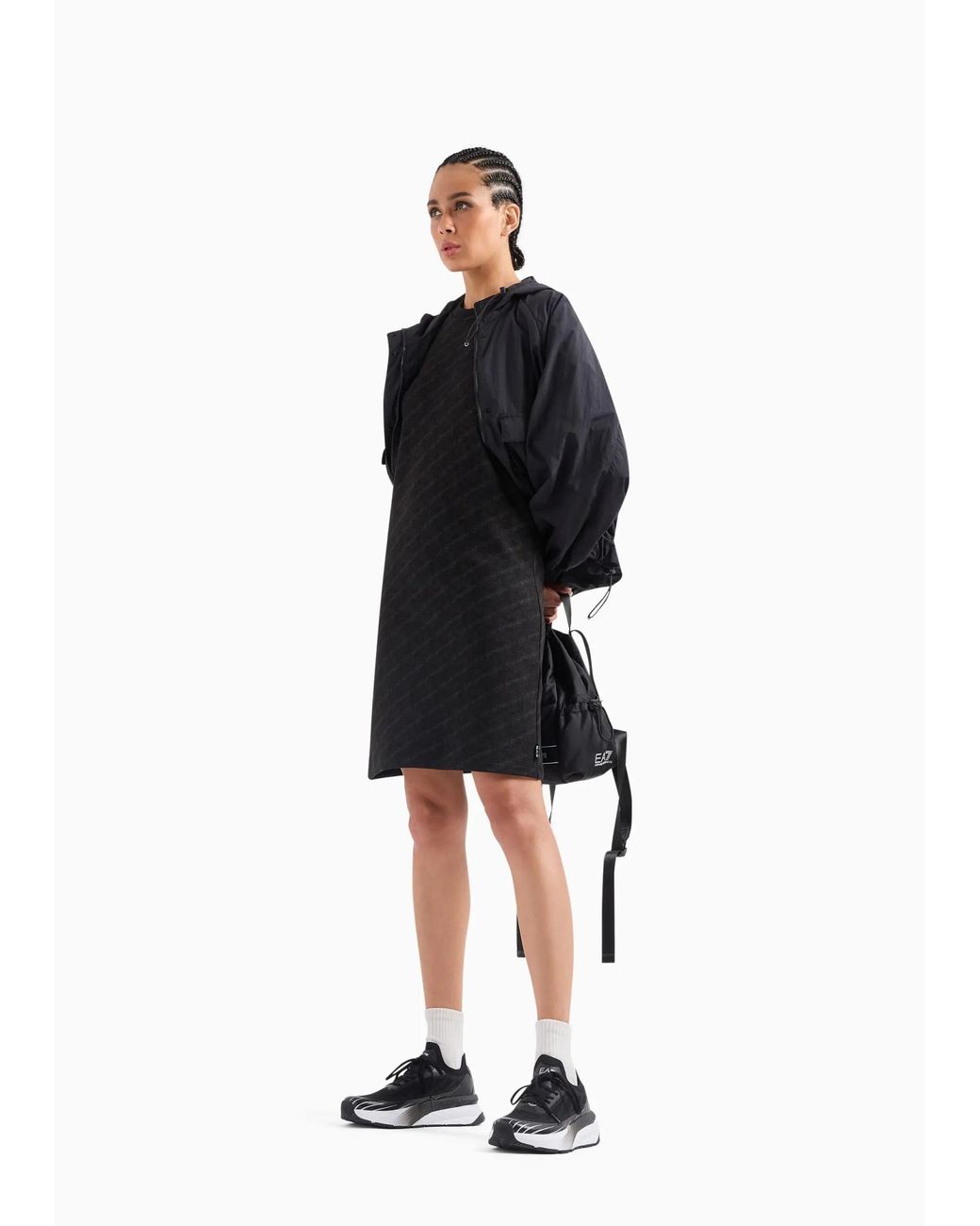 EA7 Black Short-Sleeved Dress