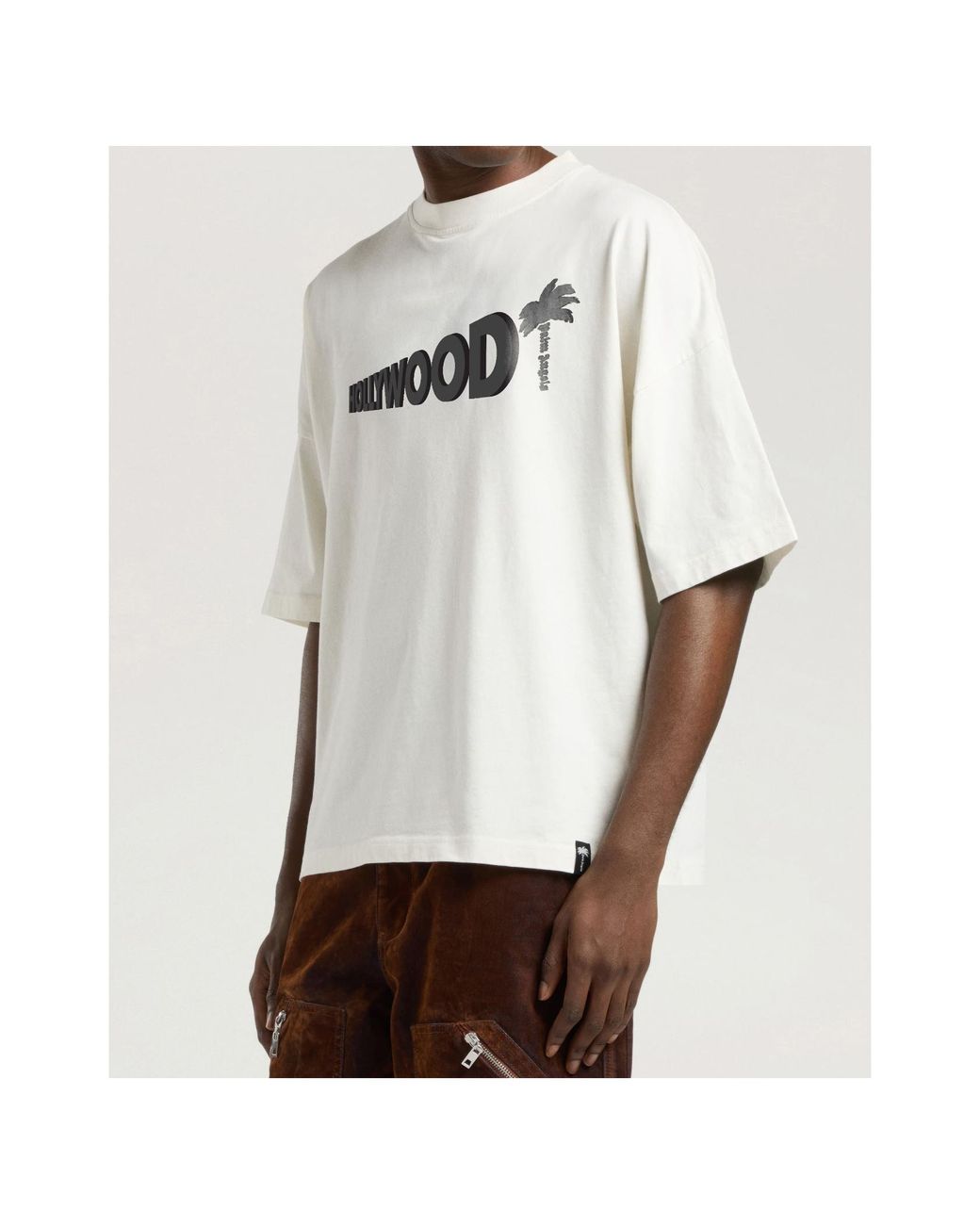 Palm Angels White Sunset Blvd Palm Loose T-Shirt for men