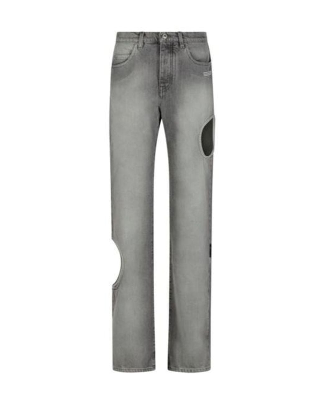 Off-White c/o Virgil Abloh Gray Cut-Out Straight Leg Jeans