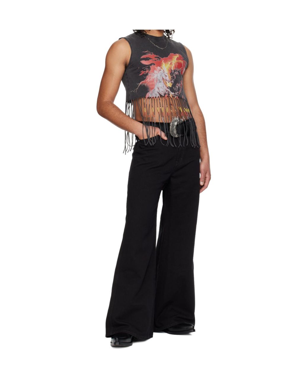 Lu'u Dan Black 'Year Of The Horse' Series Sleeveless Bronco T-Shirt for men