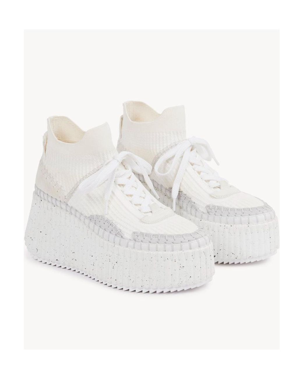 Chloé White Chloé Nama Wedge Sneakers